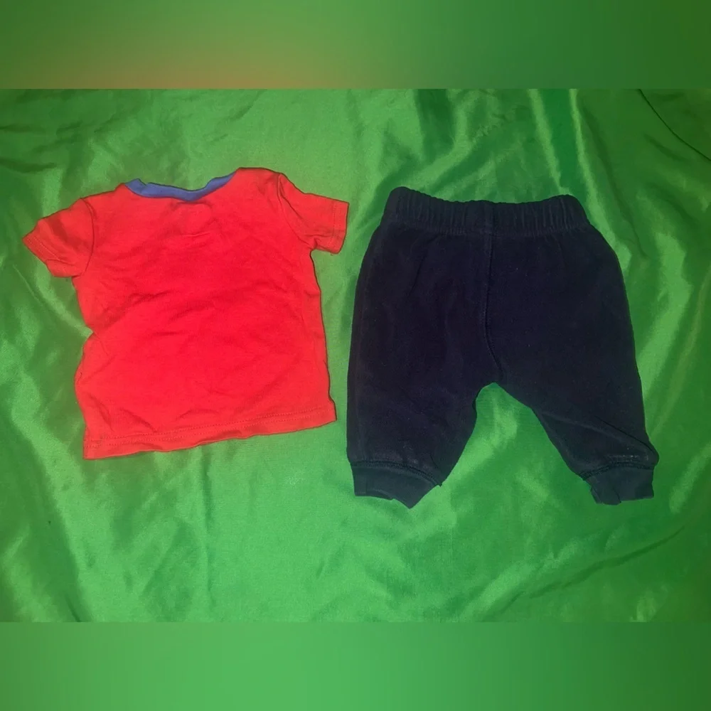 Carter's Navy Blue Baby Pants 3M with Children’s Place Shirt 3-6 Month Outfit